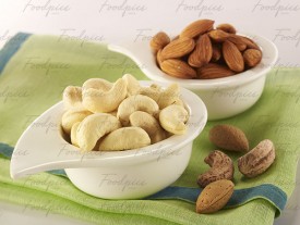 Dry Fruits Almonds and cashews in white bowl preview