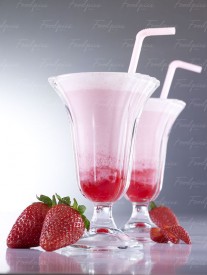 Strawberry Milk Shake Strawberry Smoothie In Tall Glass image preview