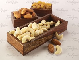 Dry Fruits Cashews, almonds & raisins in wooden boxes preview