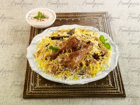 Chicken Biryani Chicken spicy rice with curd image preview