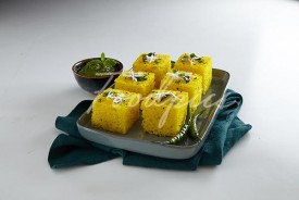 Dhokla Steamed lentil cakes with chutney image preview