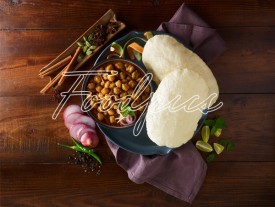 Chole Bhature Chick pea curry with fried flat breads & spices preview