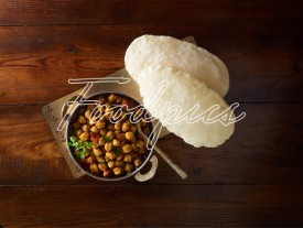 Chole Bhature Chickpeas curry in top angle image preview