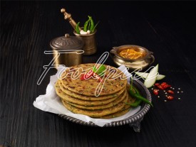 Methi Paratha Stack of spicy fresh fenugreek flat breads preview