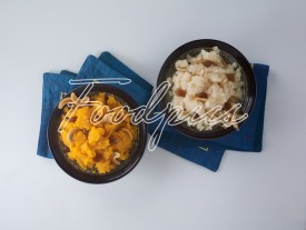 Sheera Two bowls of sweet semolina puddings image preview