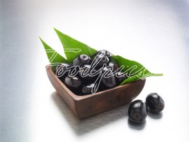 Kala Jamun Black plums in a wooden bowl preview