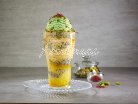 Kesar Pista Ice Cream Falooda Pistachio ice cream dessert with milk, rose syrup, vermicelli & saffron image preview