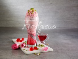 Rose Ice Cream Falooda Ice cream dessert made with vermicelli, jelly, rose syrup & Ice cream image preview