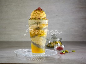 Kesar Ice cream Falooda Ice cream dessert made with vermicelli, jelly, rose syrup & saffron image preview