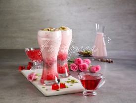 Shahi Rose Falooda Milk based dessert made with vermicelli, jelly, rose syrup & fresh cream preview
